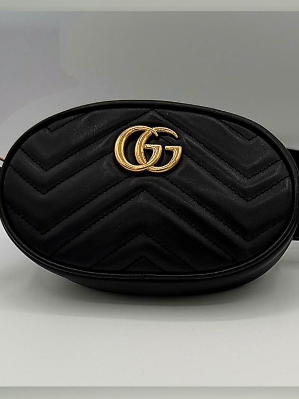 Gucci GG Marmont Black Quilted Leather Belt Bag